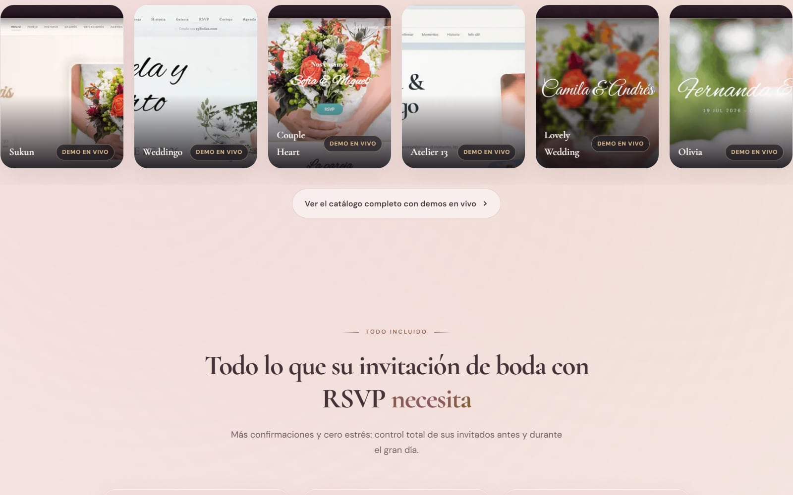 Funciones RSVP de 13Bodas